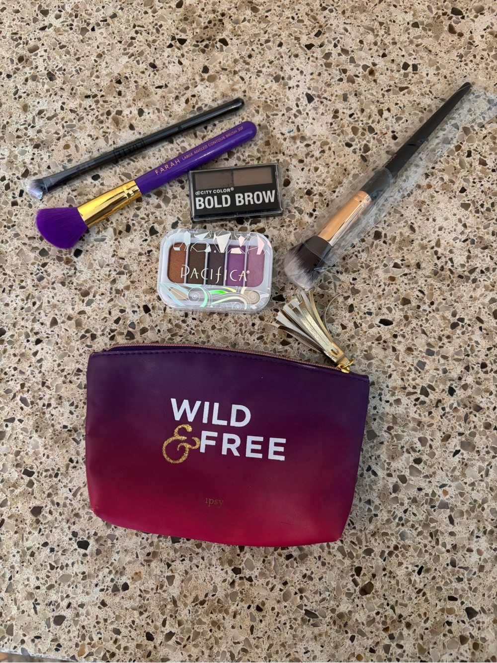 Makeup bag with makeup accessories